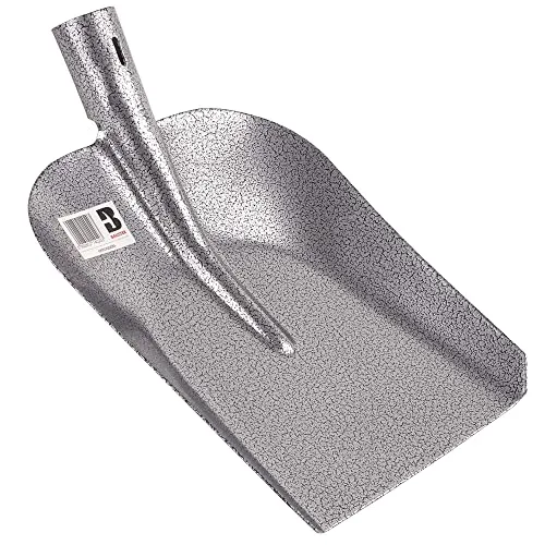 BAUSTER® Robuste Schaufel 280 x 230 mm Gartenschaufel eckig für 38 mm Stieldurchmesser, Hohe Qualität, Schaufel für den BAU, Stahlblech Sandschaufel, Schaufel für Loses Material Universalschaufel