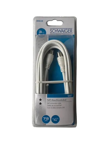 Schwaiger SAT Kabel 3m F-Quick-Stecker,Geschirmt, Koaxialkabel für Receiver & TV