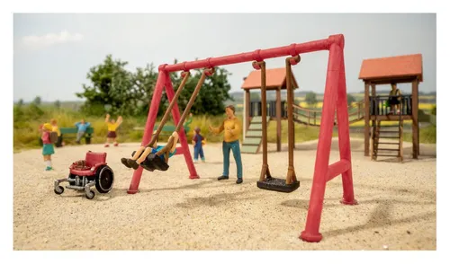 Noch 13401 Micro-Motion Schaukel H0 - H0 Schaukeln mit detailgetreuen Figuren im Maßstab 1:87, ideal für lebendige Modelleisenbahnanlagen.