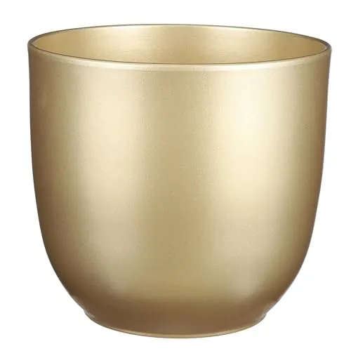 Annastore Blumenübertopf Tusca aus Keramik - Übertopf - Blumentopf - Übertöpfe - Blumentöpfe (Vintage-Gold, H 23 cm - Ø 25 cm)