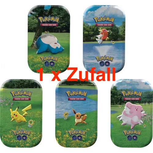 Pokémon GO Mini Tin Box - Pikachu, Relaxo & mehr - TCG OVP Displays, enthält 22 Karten mit beliebten Charakteren und ist ideal für Sammler und Pokémon-Fans.