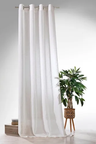 Weckbrodt Vorhang Natural Chic, Ösen - Gardine aus 100% Polyester in Leinen-Optik, halbtransparent und pflegeleicht, ideal für stilvolle Fensterdekoration.
