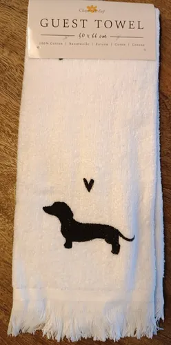 ❤️Gästehandtuch Handtuch  Clayre & Eef  40x66 cm schwarzer Hund Dackel ❤️