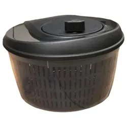 Salatschleuder 4 L – große Salat‐Schleuder mit Kurbel, Siebeinsatz & Rutschfester Basis – in anthrazit/transparent, Kunststoff BPA‐frei