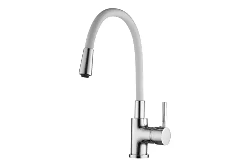 Verosan Spültischarmatur Barcelona Chrom/Weiß - Küchenwaschbecken Wasserhähne zum Töpfefüllen, biegsamer Wasserhahn mit 360° Schwenkbereich für maximale Flexibilität und Benutzerfreundlichkeit.