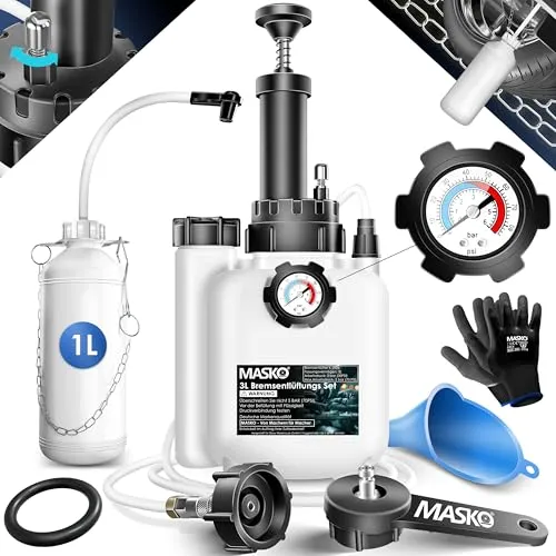 MASKO Bremsscheiben-Richtwerkzeug 3L - Richtwerkzeug für Scheiben- und Trommelbremsen, 3L Bremsflüssigkeits-Wechselgerät für einfache und effiziente Wartung.