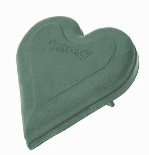 mosy Bastelfilz Steckmasse-Herz mit Ständer, 40 cm - Bastelfilz-Steckmasse für kreative Blumen-Gestecke, ideal für Hochzeiten und Feste. Mit stabiler Aquadur-Unterlage für optimalen Halt und Wasserspeicherung.