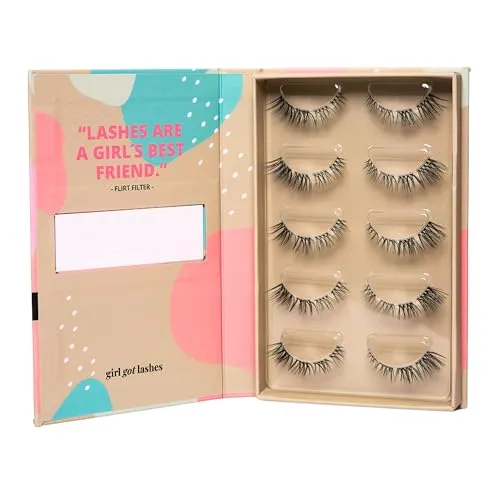GirlGotLashes Flirt Filter Wimpernverlängerung - Künstliche Wimpern für einen verführerischen Cat-Eye-Look, einfach in 10 Minuten zu Hause anzubringen. 5 Paare mit 5-7 Tagen Halt für einen Monat Beauty.