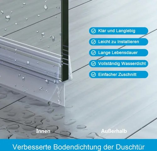 Heilmetz Duschdichtung 80cm für Duschtüren - Ersatzdichtung für Glasstärken von 7-8mm, sorgt für trockene Böden im Bad und einfachen Einbau. Hochwertiges PVC garantiert Langlebigkeit und Schutz vor Verschmutzungen.