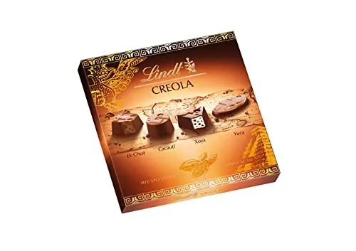 Lindt Schokolade Creola Pralinen | 165g | Pralinés-Schachtel mit 15 Pralinen in 4 köstlichen Sorten ohne Alkohol mit Kakao Nibs aus 100 % Edelkakao | Pralinengeschenk | Schokoladengeschenk