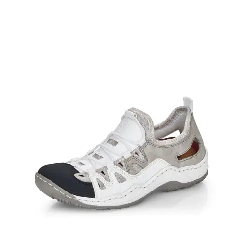 Rieker Damen Low-Top Sneaker L0539 - Damen-Sneaker mit losem Einlegesohlensystem für individuellen Komfort, ideal für Freizeit und Sport, in elegantem Weiß-Kombination.