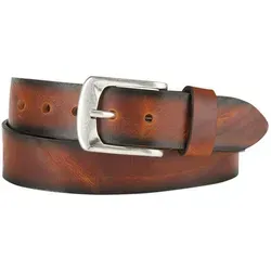 Ledergürtel mit Airbrushkante, Gr. 105 - cognac - Eleganter Ledergürtel von BERND GÖTZ mit stufenlos verstellbarer Einfachdornschließe. Weiches Material und 4 cm Breite machen ihn ideal für schicke und legere Looks.