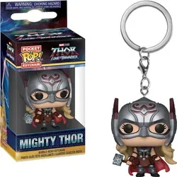 Marvel Thor Love and Thunder - Mighty Thor - Schlüsselanhänger Funko Pocket POP! Keychain - Silber/Beige/Rot