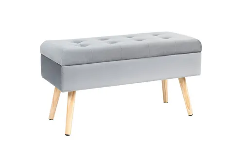 HawthyHome Sitzbank mit Stauraum gepolsterte aus Samt mit Holzbeinen 80×35×40 cm