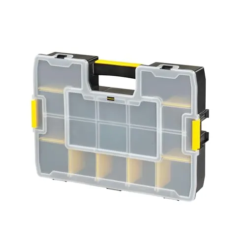 STANLEY Werkzeug-Organizer Sortmaster Sortimentskasten für Aufbewahrung - Sortierbox Aufbewahrungsbox für Werkstatt (43.29 x 9.2 x 33.0 cm, Innenteiler anpassbar, Deckel verriegelbar) 1-94-745