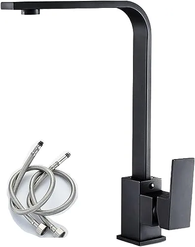 AONEDAY Wasserhahn Küche,360 Grad Schwenkbar Küchenarmatur Spülbecken Mischbatterie Hochdruck mit Hohem Auslauf Einhebelmischer (Schwarz), fasfqrq413