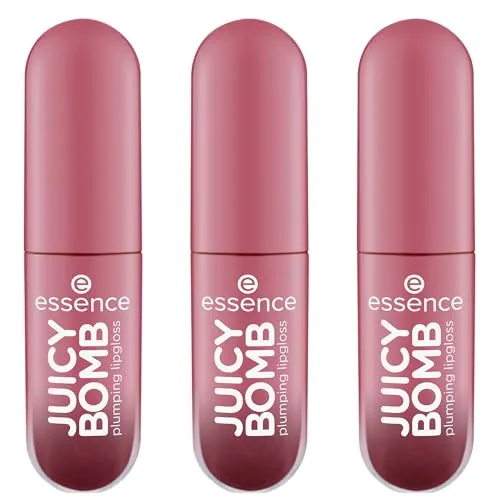 essence JUICY BOMB plumping lipgloss, Nr. 08, Pink, vergrößernd, glänzend, vegan, ohne Konservierungsstoffe, ohne Parabene, ohne Mikroplastikpartikel, 3er Pack (3x2.6ml)