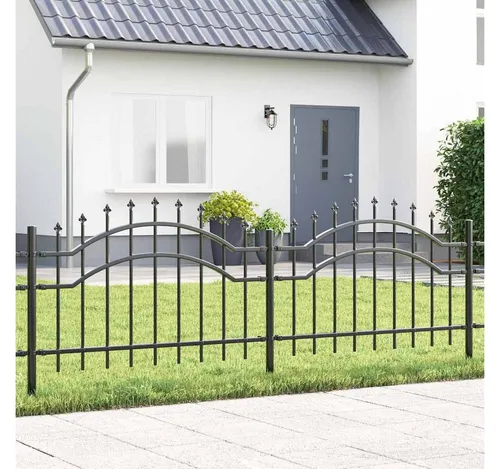 furnicato Moderner Gartenzaun 240 x 115 cm in Grau - Stylischer Gartenzaun aus pulverbeschichtetem Stahl, ideal zur Abgrenzung von Gartenbereichen. Wetterbeständig und UV-resistent für langanhaltende Freude im Außenbereich.