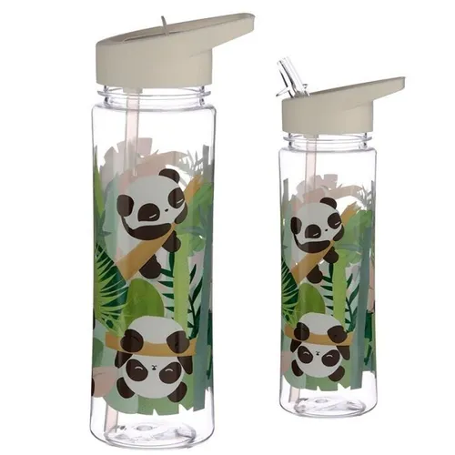 Kinder Wasserflasche Panda mit Strohhalm 550 ml Trinkflasche Pandarama