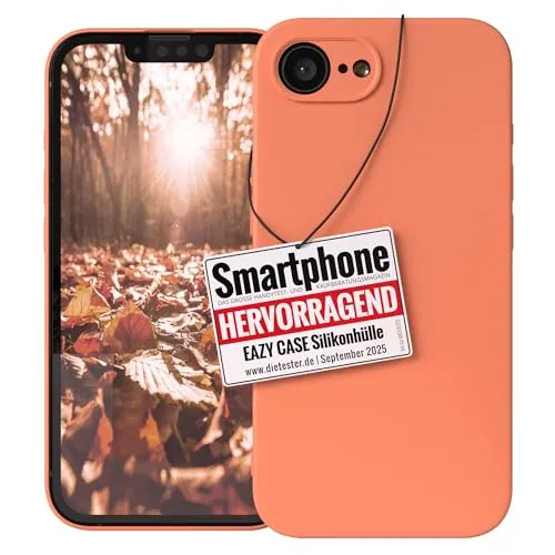 EAZY CASE - Silikonhülle für iPhone 16e Hülle Silikon Case Orange weich stoßfeste Handyhülle Schutzhülle mit Kameraschutz Dünn Premium Schutz Cover TPU Phone Bumper in Pastell Hellorange Matt