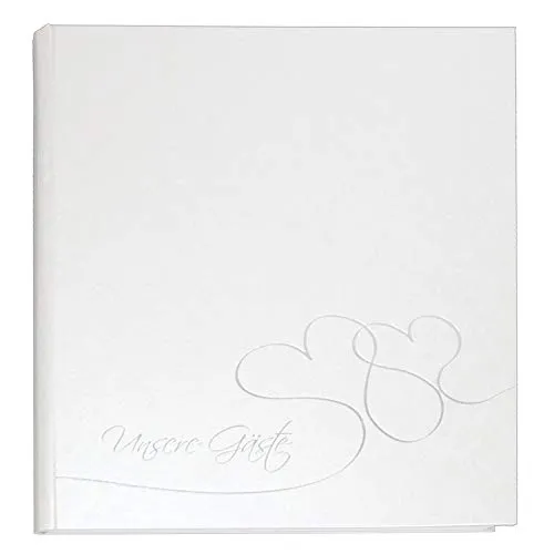 goldbuch 48004 Gästebuch mit Lesezeichen Cuore, 23 x 25cm, Hochzeitsgästebuch mit 176 weiße Blankoseiten Schreibpapier, Beschichtetes Papier mit Silberprägung, Perlmutt