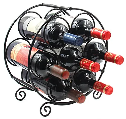 PAG 7 Flasche Freistehend Weinregal für Den Tisch,Robuste Metall Wine Rack,Wein Flaschenregal Aufbewahrungy Halter für Keller, Schrank & Speisekammer, Schwarz ﻿
