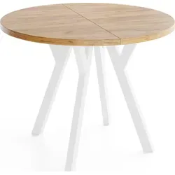 Runder Ausziehbarer Esstisch Vero XXL – Flexibler Tisch mit Weißen Holzbeinen für Wohnzimmer