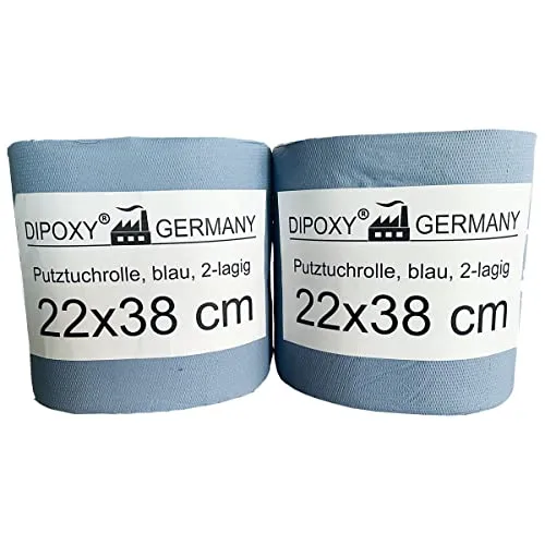 Putztuchrolle Blaue Papierrolle Reinigungstücher Papiertücher Doppelpack, je 500 Blatt, ca. 1,5kg, verleimt, PTP-Prägung