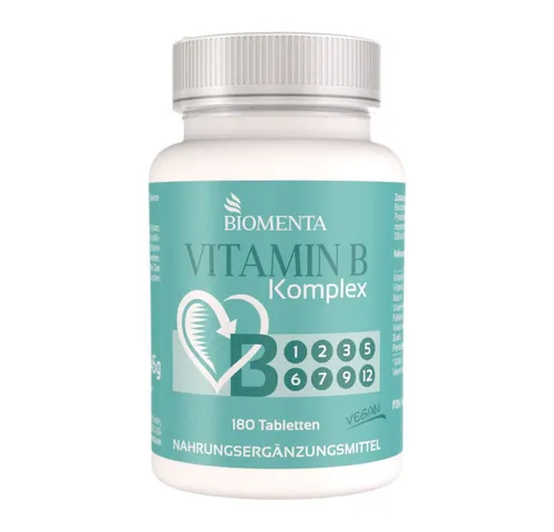 BIOMENTA Vitamin B Komplex - 180 Vitamin B Tabletten - Premiumqualität Tabletten, 180 St., 45 g