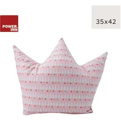 POWER INN® Kronenkissen groß | Rosa mit Dreiecken und Punkten | Dekokissen | Krone