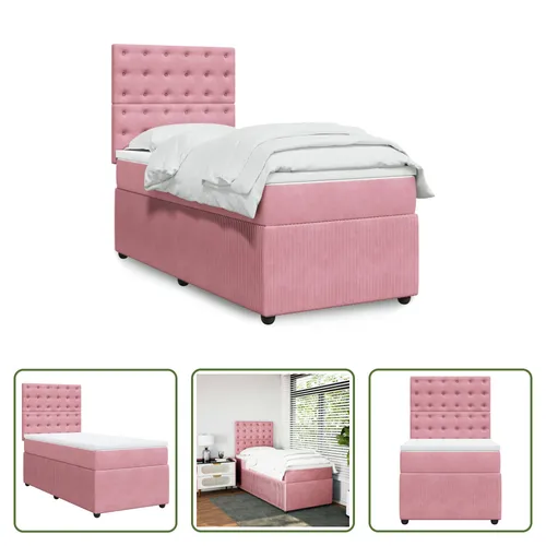 The Living Store Boxspringbett mit Matratze Rosa 80x200 cm Samt