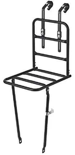 Basil Gepäckträger Front Carrier L, matt schwarz - Hochwertiger Gepäckträger für Fahrräder, ideal für Damen- und Herrenmodelle, mit einer maximalen Belastung von 10 kg und universellem Haken für die einfache Befestigung von Zubehör.