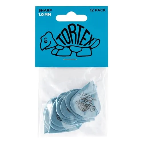 JIM DUNLOP Plektrum Tortex Sharp 1,00mm - 12 Stück, hochwertig und langlebig für jeden Gitarristen