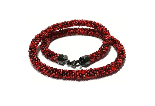 Halskette gehäkelt mit Glasperlen aus 925 Silber - Einzigartige Handarbeit mit einer eleganten gehäkelten Kette und Glasperlen, gefertigt aus echtem 925 Sterlingsilber – perfekt für jeden Anlass.