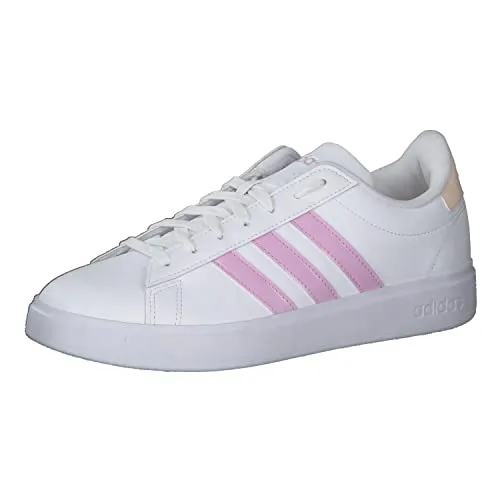Adidas Damen Grand Court 2.0 Sneaker - FTWR White/Bliss Lilac/Bliss Orange, 38 EU - Damen-Sneaker mit stylischem Design, bequemem Synthetik-Obermaterial und ideal für den Alltag.