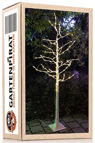 Gartenpirat LED-Baum Birke 180 cm mit 160 warmweißen LEDs Timer-Funktion Lichterbaum für Innen & Außen