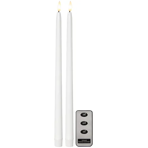 Star Trading LED Stabkerze Flamme Slim 2er-Set aus Wachs - Elegantes 2er-Set LED Stabkerzen aus Wachs, ideal für stimmungsvolle Beleuchtung ohne offenes Feuer. Perfekt für jeden Anlass und einfach zu verwenden.