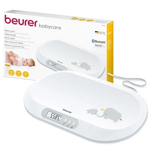 Beurer BY 90 Babywaage digital – 20kg max. in Weiß - Babywaage für präzises Wiegen bis 20kg, inklusive 