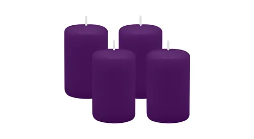 Kopschitz Kerzen Stumpenkerze 4er Set Stumpenkerzen/Adventskranzkerzen Violett Ø 50 x 80 mm
