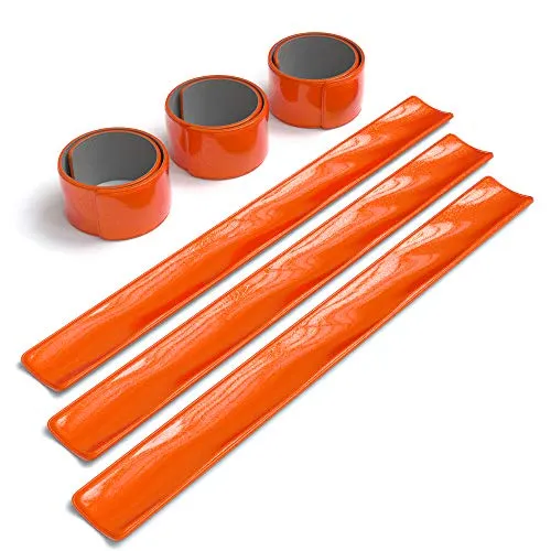 EAZY CASE 6X Reflektorband, Reflektoren Set, reflektierendes Schnapparmband, Sicherheitsarmband, Reflektorenbänder - ideal zur Erhöhung der Sichtbarkeit, Neon Orange