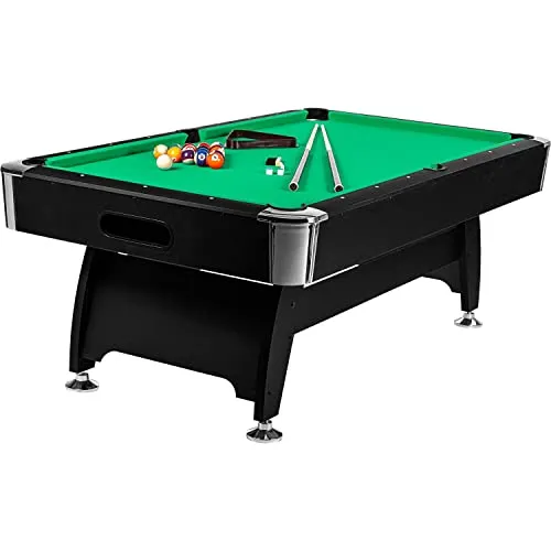 GAMES PLANET 7 ft Billardtisch Premium“ + Zubehör, 9 Farbvarianten, 214x122x82 cm (LxBxH), schwarzes Dekor, grünes Tuch