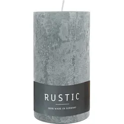 RUSTIC-Stumpenkerze Silbergrau, WENZEL, 110/60 mm, Brenndauer ca. 38h, selbstverlöschend