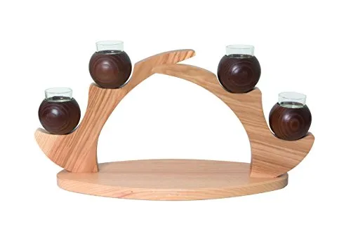 Kuhnert Drechslerei Tischleuchter für 4 Kerzen - Braun - Kerzenständer aus Echt Erzgebirge, handgefertigt in Deutschland, ideal für festliche Anlässe oder als besonderes Geschenk. Maße: 47x17x23 cm.