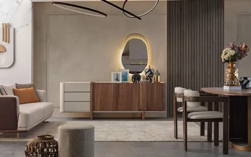 Hochglanz Anrichte Sideboard mit Spiegel – Modernes Design