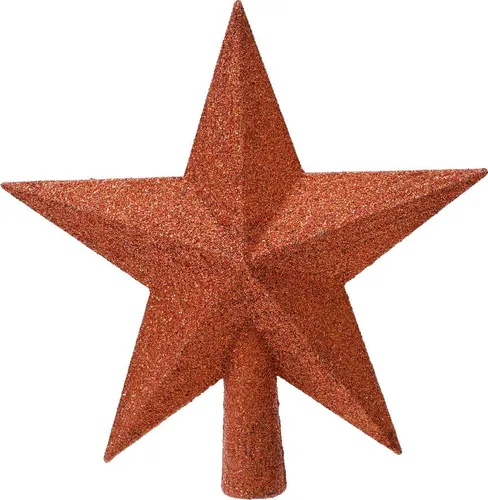 Christbaumspitze Stern mit Glitzer 19cm Kunststoff - Kürbis