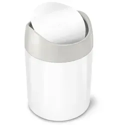 simplehuman Mini-Abfalleimer 1,5 Liter | Edelstahl weiß - Mülleimer für Küche oder Bad mit fingerabdruckfreier Oberfläche. Ideal für kleine Abfälle, ausgestattet mit einem schwenkbaren Deckel für einfache Entsorgung und Reinigung.