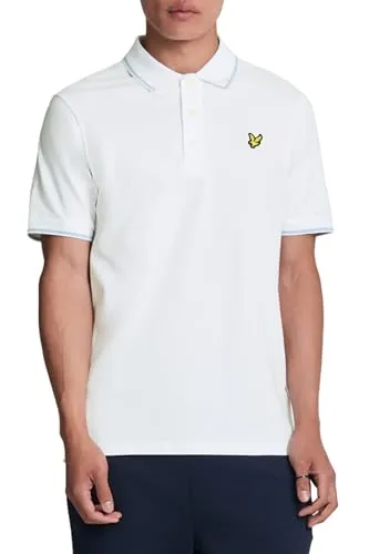 Lyle & Scott Poloshirt Herren - Herren Polo aus hochwertiger Baumwolle - Mit kurzen Ärmeln und weißen Streifen an Ärmeln und Kragen - Mit auffälligem Adler-Logo auf der Brust, Weiß, M
