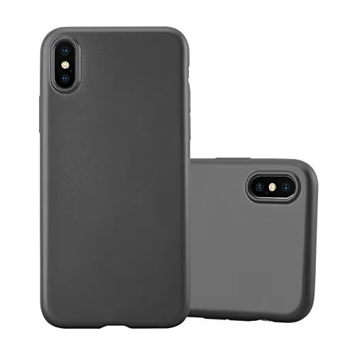 Cadorabo Hülle kompatibel mit Apple iPhone X/XS Schutzhülle TPU Silikon Case Metallic Design Slim Kratzfest Weiche Gummi mit Rundumschutz Case Hülle für iPhone X/XS in Grau
