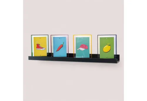 Queence Bilderleiste 110x9 cm - Elegantes Wandregal - Vielseitig einsetzbares Wandregal für Bilder, Gewürze oder als Galerieschiene. Schlichtes Design und hochwertige Verarbeitung sorgen für eine stilvolle Ergänzung in jedem Raum. Einfache Montage für sofortige Nutzung.