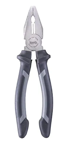 kwb Kombizange in 200 mm, mit 2-Komponentengriff mit Handschutz, langlebig, aus CV-Stahl, Satin-Finish, mit gehärteten Schneiden, Greifzone, entspricht DIN ISO 5748